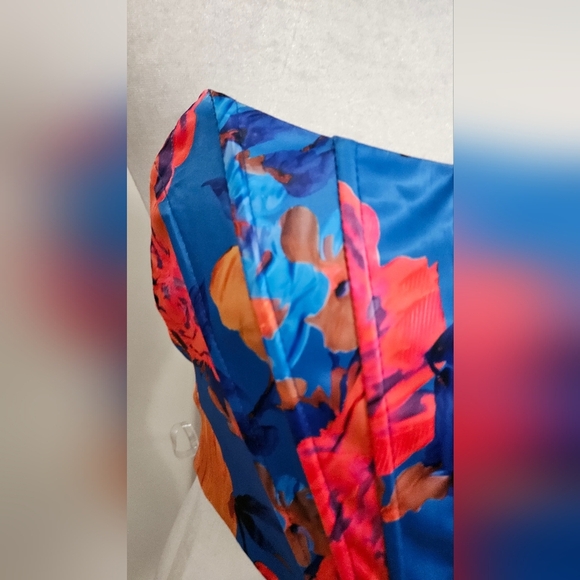 FASHION NOVA Satin Callin' For You Floral Corset Top - Blue/combo. S NWT - Picture 13 of 13